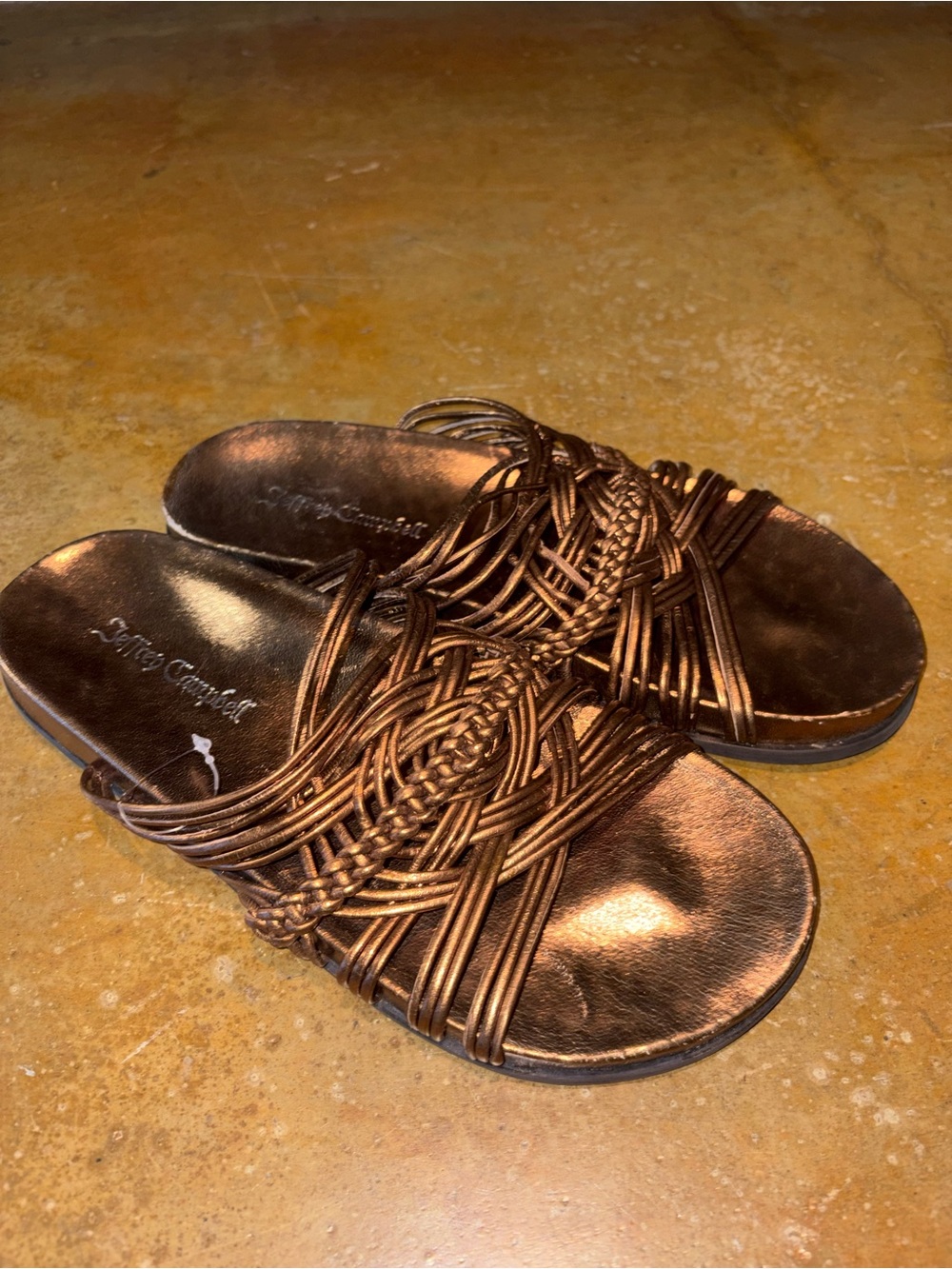 Jeffrey Campbell Metallic Bronze Braided Slide Sandals